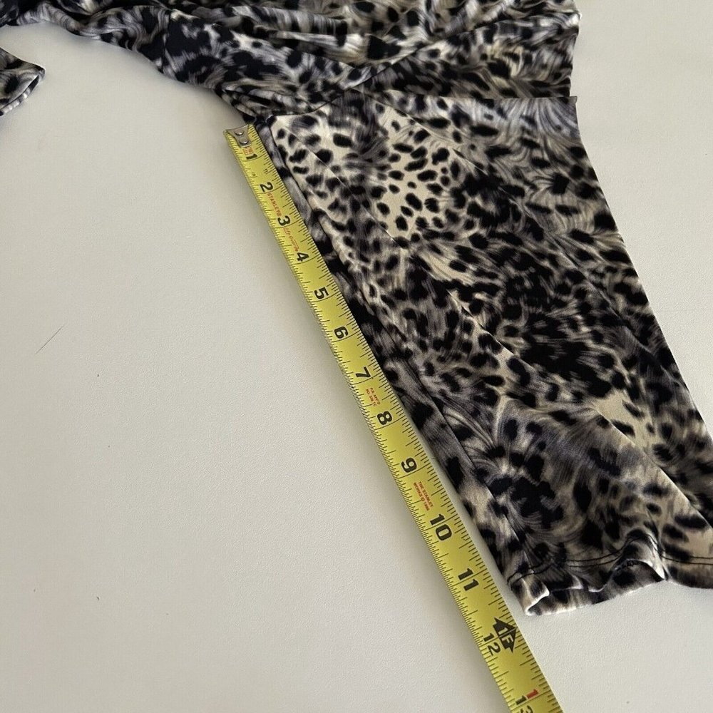 Lane Bryant V Neck Faux Wrap Leopard Midi Dress Stretch Ruffles Cinched Sz 14 16 - Picture 6 of 8